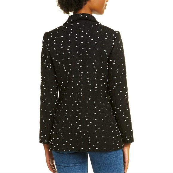 REBECCA TAYLOR BLACK BOUCLE DOT TWEED BLAZER - Picture 7 of 10